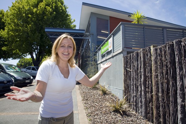 Hostel manager Haylee Bloor outside the award winning YHA Rotorua Treks Hostel